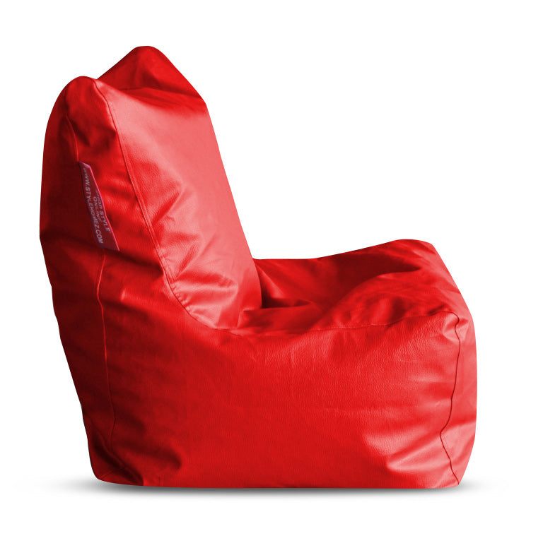 Style Homez Premium Leatherette XL Bean Bag Chair Red Color, Cover Only