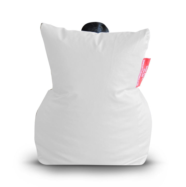 Style Homez Premium Leatherette XL Bean Bag Chair Elegant White Color, Cover Only