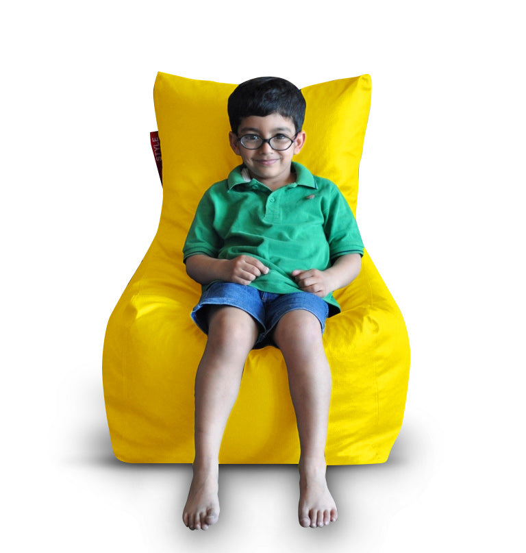Style Homez Premium Leatherette XL Bean Bag Chair Yellow Color Filled with Beans Fillers