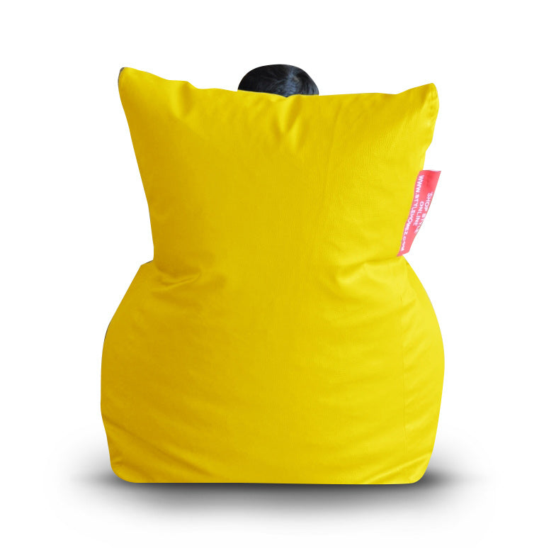 Style Homez Premium Leatherette XL Bean Bag Chair Yellow Color Filled with Beans Fillers