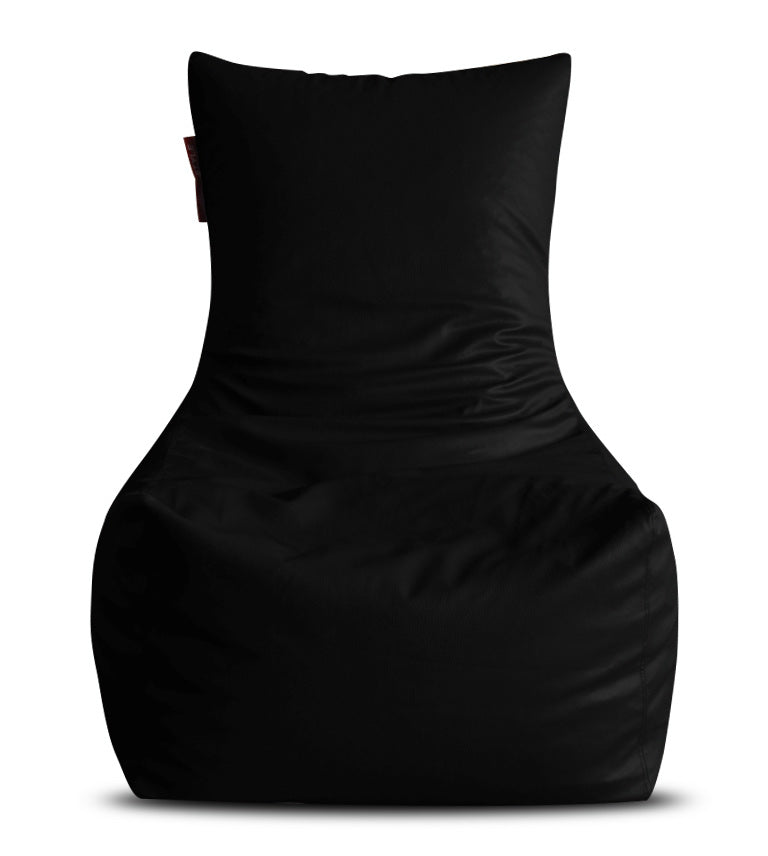 Style Homez Premium Leatherette XXL Bean Bag Chair Black Color Filled with Beans Fillers