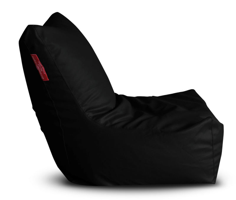 Style Homez Premium Leatherette XXL Bean Bag Chair Black Color Filled with Beans Fillers