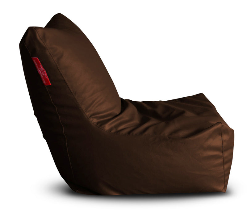 Style Homez Premium Leatherette XXL Bean Bag Chair Chocolate Brown Color Filled with Beans Fillers
