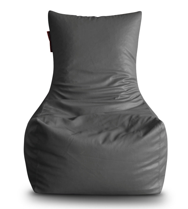 Style Homez Premium Leatherette XXL Bean Bag Chair Grey Color Filled with Beans Fillers