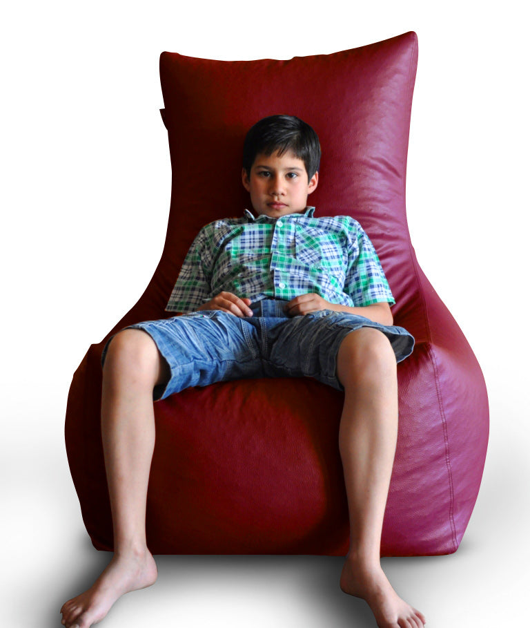 Style Homez Premium Leatherette XXL Bean Bag Chair Maroon Color Filled with Beans Fillers