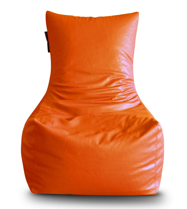 Style Homez Premium Leatherette XXL Bean Bag Chair Orange Color Filled with Beans Fillers