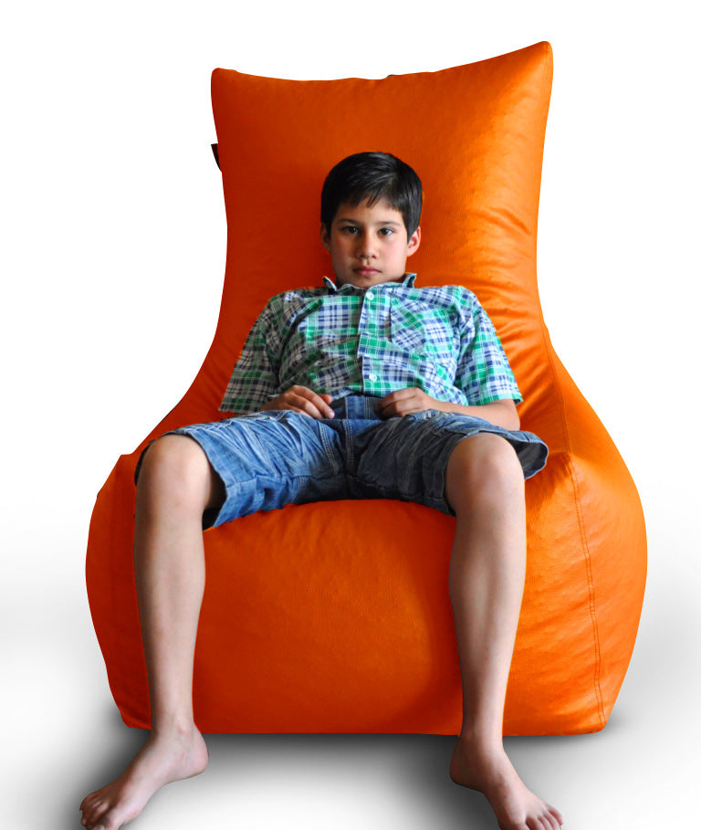 Style Homez Premium Leatherette XXL Bean Bag Chair Orange Color Cover Only