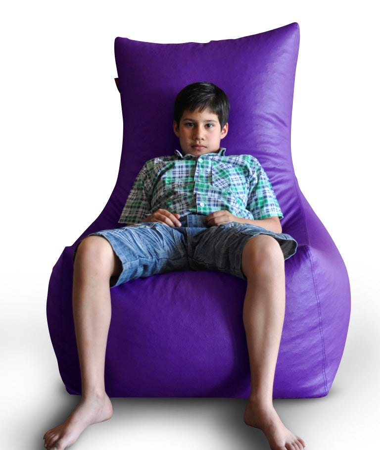 Style Homez Premium Leatherette XXL Bean Bag Chair Purple Color Filled with Beans Fillers