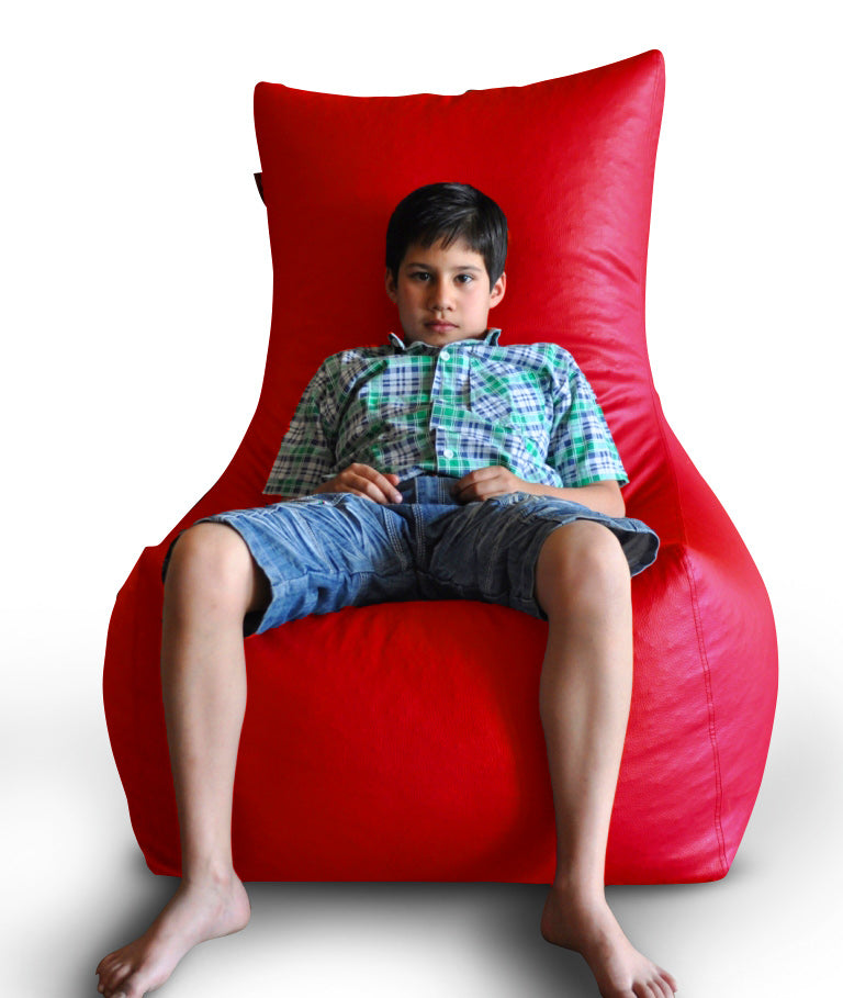 Style Homez Premium Leatherette XXL Bean Bag Chair Red Color Filled with Beans Fillers