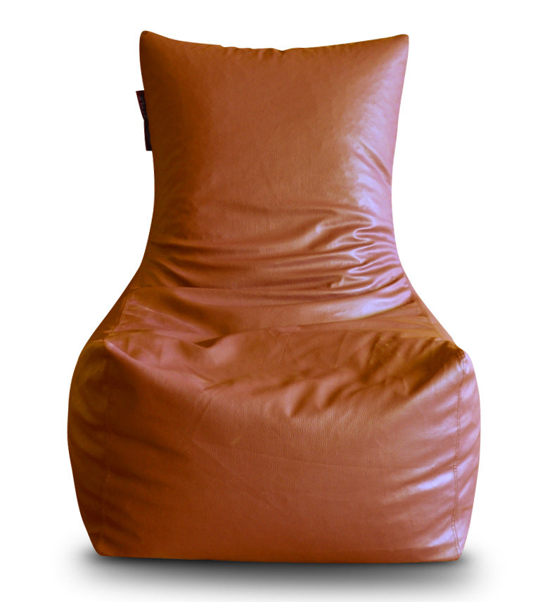 Style Homez Premium Leatherette XXL Bean Bag Chair Tan Color Filled with Beans Fillers