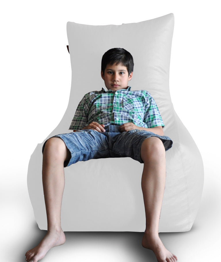 Style Homez Premium Leatherette XXL Bean Bag Chair Elegant White Color Filled with Beans Fillers