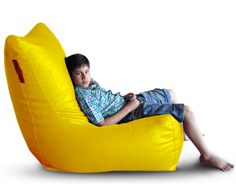 Style Homez Premium Leatherette XXL Bean Bag Chair Yellow Color Cover Only