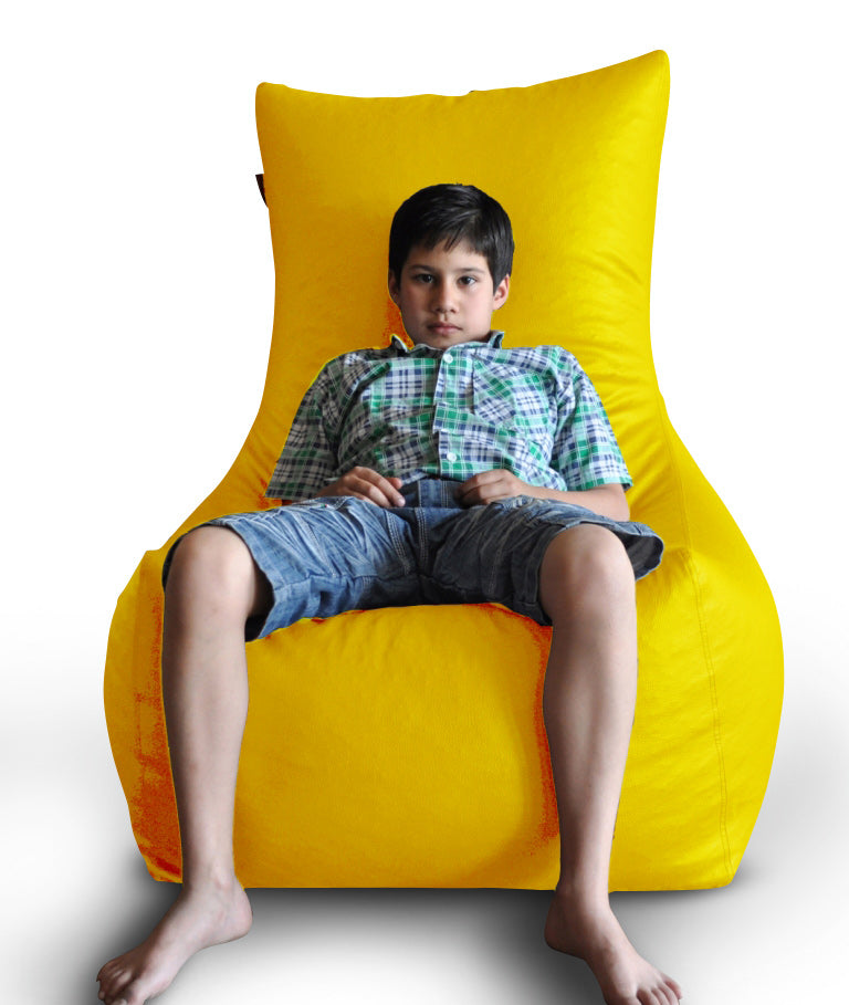 Style Homez Premium Leatherette XXL Bean Bag Chair Yellow Color Cover Only