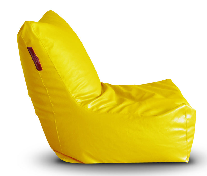 Style Homez Premium Leatherette XXL Bean Bag Chair Yellow Color Filled with Beans Fillers