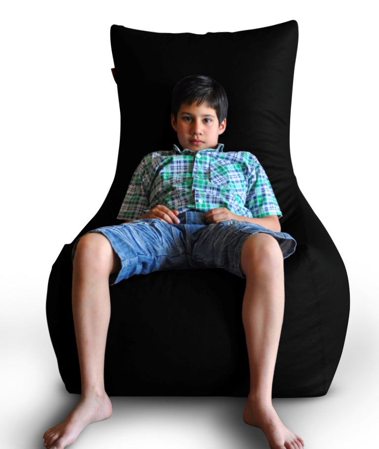 Style Homez Premium Leatherette XXXL Bean Bag Chair Black Color Filled with Beans Fillers