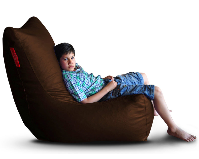 Style Homez Premium Leatherette XXXL Bean Bag Chair Chocolate Brown Color Filled with Beans Fillers