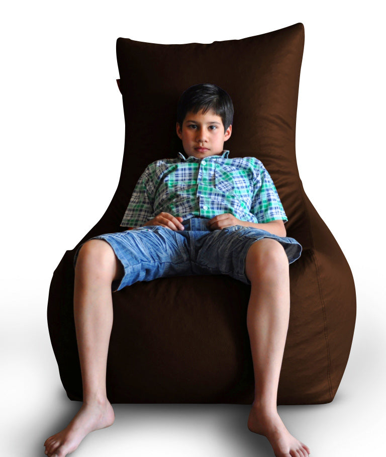 Style Homez Premium Leatherette XXXL Bean Bag Chair Chocolate Brown Color Filled with Beans Fillers