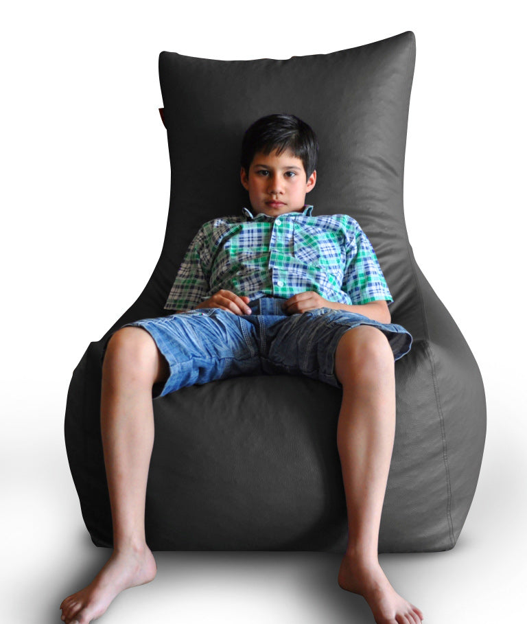 Style Homez Premium Leatherette XXXL Bean Bag Chair Grey Color Filled with Beans Fillers