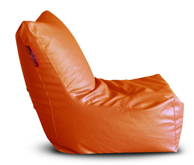 Style Homez Premium Leatherette XXXL Bean Bag Chair Orange Color Filled with Beans Fillers
