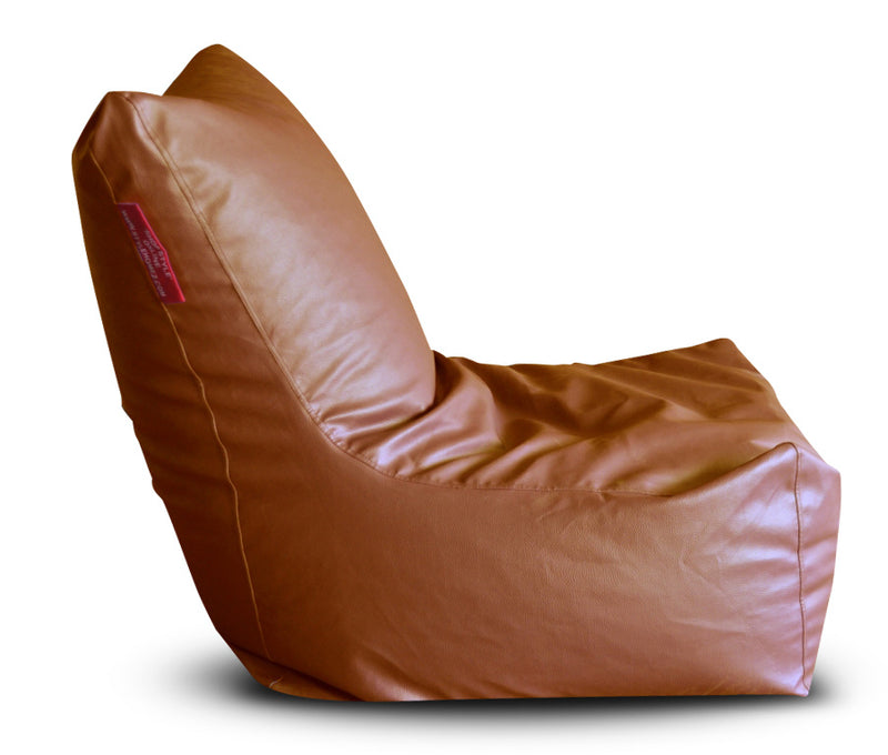 Style Homez Premium Leatherette XXXL Bean Bag Chair Tan Color Filled with Beans Fillers