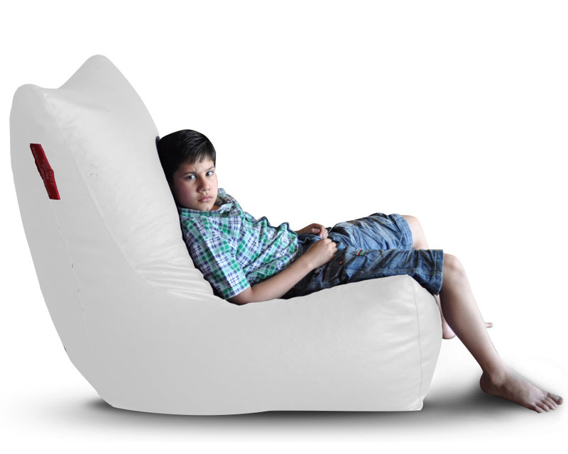Style Homez Premium Leatherette XXXL Bean Bag Chair Elegant White Color Filled with Beans Fillers