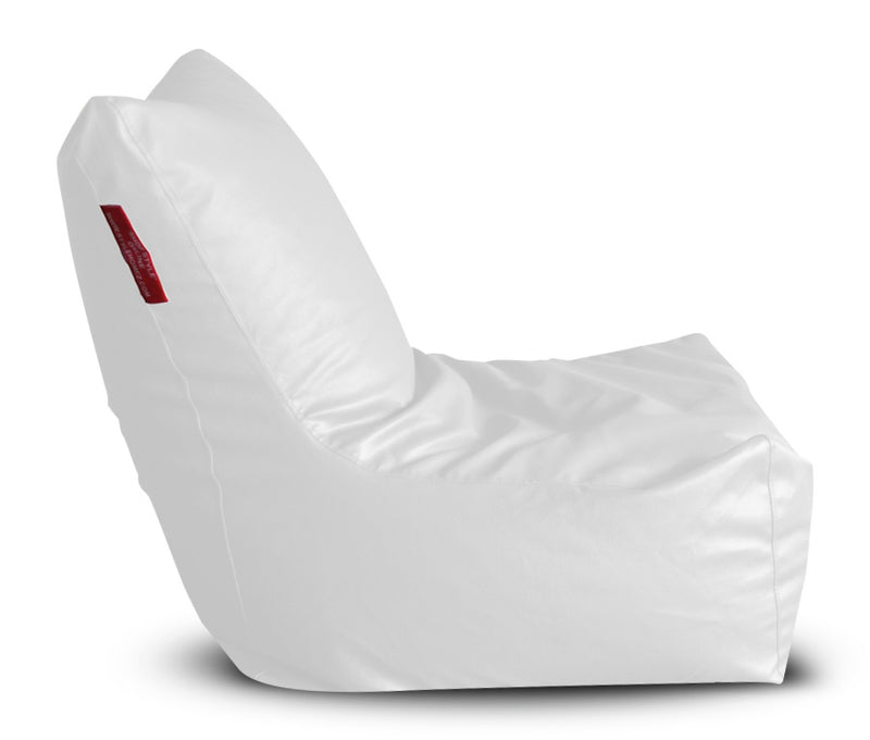 Style Homez Premium Leatherette XXXL Bean Bag Chair Elegant White Color Filled with Beans Fillers