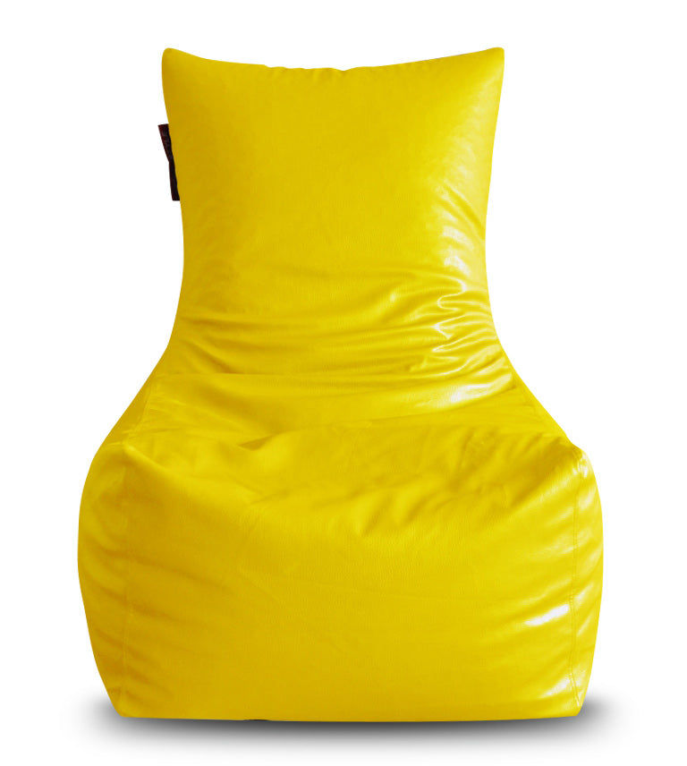 Style Homez Premium Leatherette XXXL Bean Bag Chair Yellow Color Filled with Beans Fillers