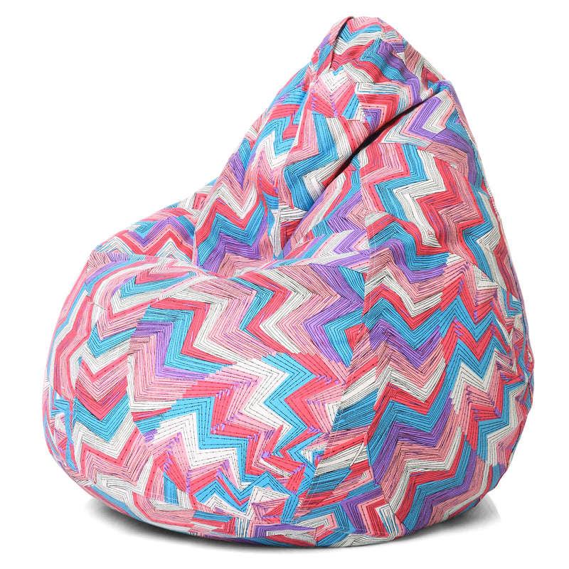 Style Homez Classic Cotton Canvas Geometric Printed Bean Bag XL Size Cover Only