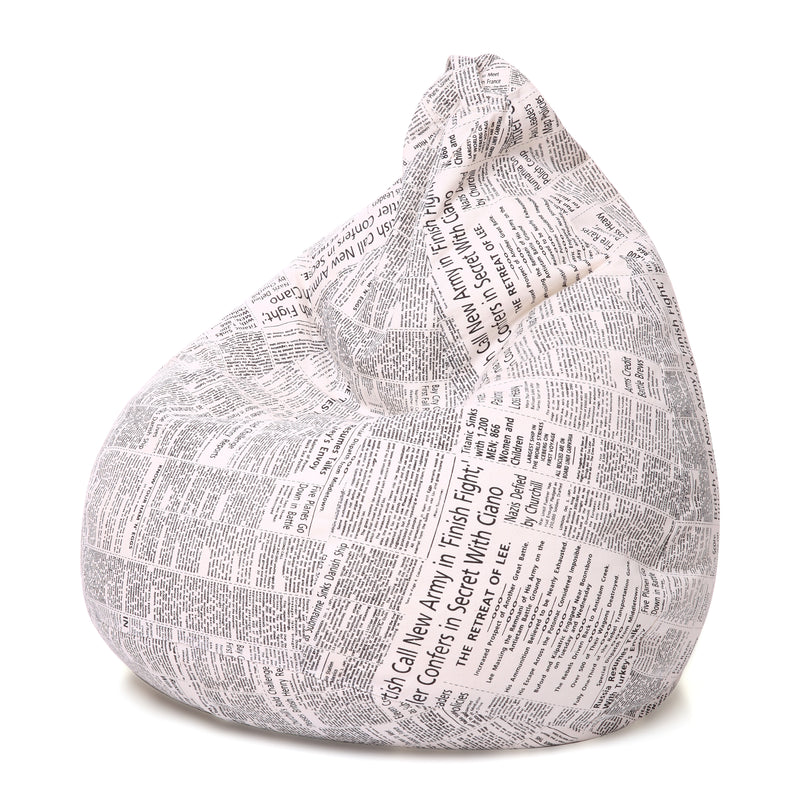 Style Homez Classic Cotton Canvas Newspaper Printed Bean Bag XL Size Cover Only