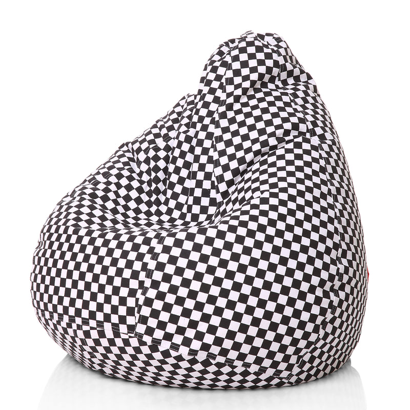 Style Homez Classic Cotton Canvas Checkered Printed Bean Bag XL Size Cover Only