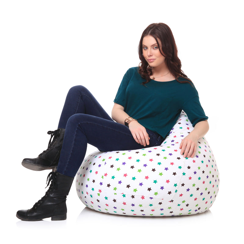 Style Homez Classic Cotton Canvas Star Printed Bean Bag XL Size Cover Only