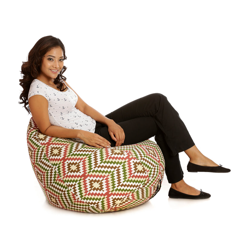 Style Homez Classic Cotton Canvas IKAT Printed Bean Bag XL Size Cover Only