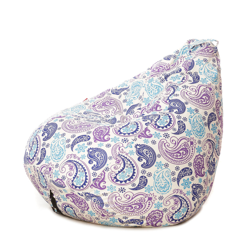 Style Homez Classic Cotton Canvas Paisley Printed Bean Bag XL Size Filled with Beans Fillers