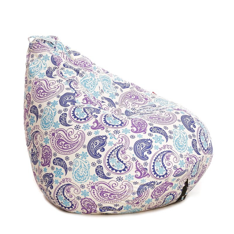 Style Homez Classic Cotton Canvas Paisley Printed Bean Bag XL Size Filled with Beans Fillers