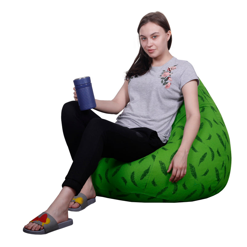 Style Homez Classic Cotton Canvas Abstract Printed Bean Bag XL Size Filled with Beans Fillers
