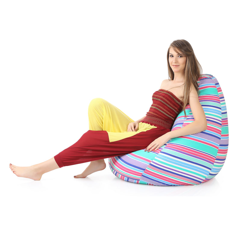 Style Homez Classic Cotton Canvas Stripes Printed Bean Bag XXL Size Cover Only