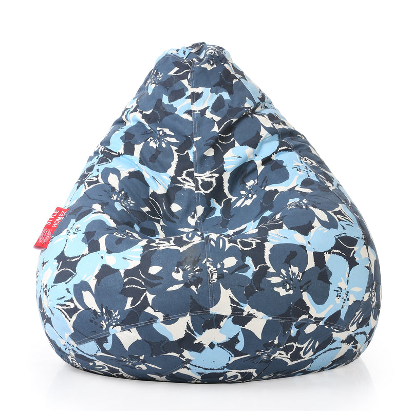 Style Homez Classic Cotton Canvas Floral Printed Bean Bag XXL Size with Fillers