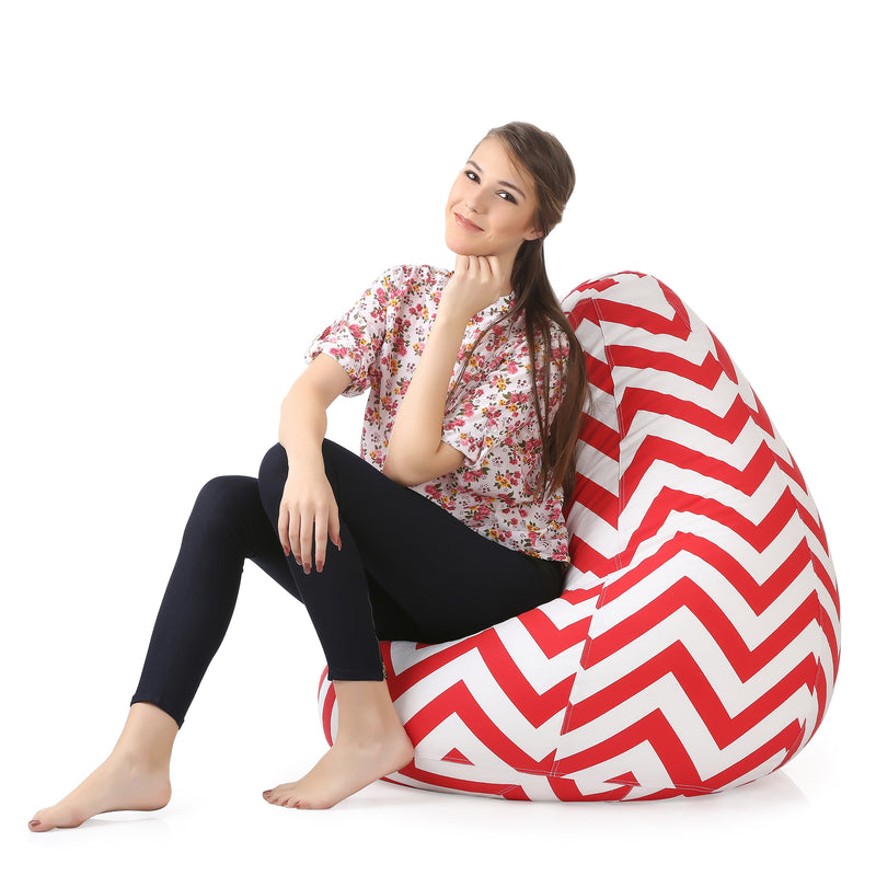 Style Homez Classic Cotton Canvas Stripes Printed Bean Bag XXL Size Cover Only