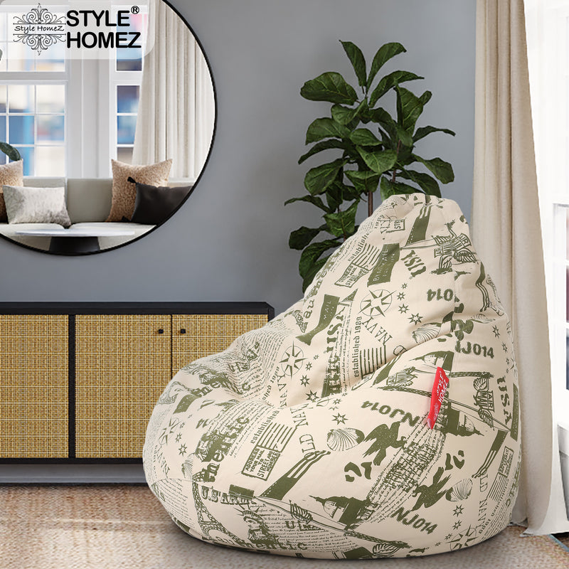 Style Homez Classic Cotton Canvas Abstract Printed Bean Bag XXL Size Cover Only