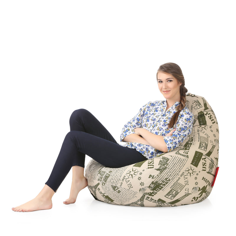 Style Homez Classic Cotton Canvas Abstract Printed Bean Bag XXL Size with Fillers