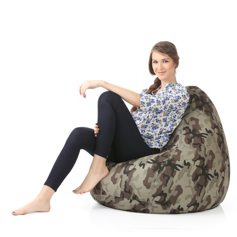 Style Homez Classic Cotton Canvas Camouflage Printed Bean Bag XXL Size with Fillers