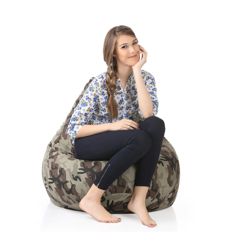 Style Homez Classic Cotton Canvas Camouflage Printed Bean Bag XXL Size Cover Only