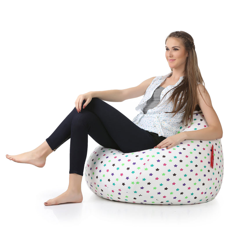 Style Homez Classic Cotton Canvas Star Printed Bean Bag XXL Size Cover Only