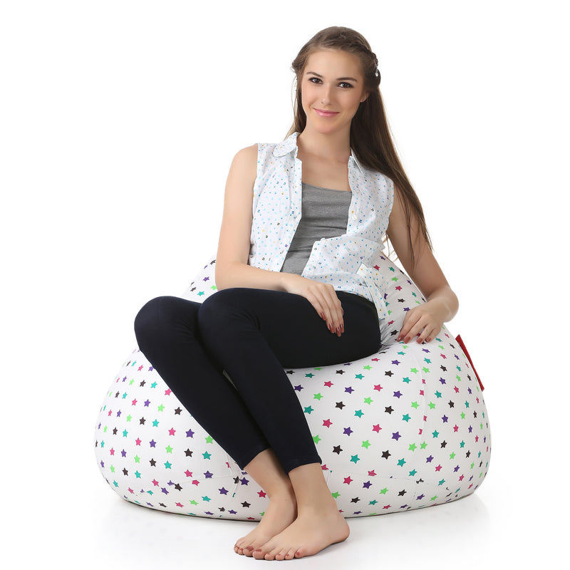 Style Homez Classic Cotton Canvas Star Printed Bean Bag XXL Size Cover Only