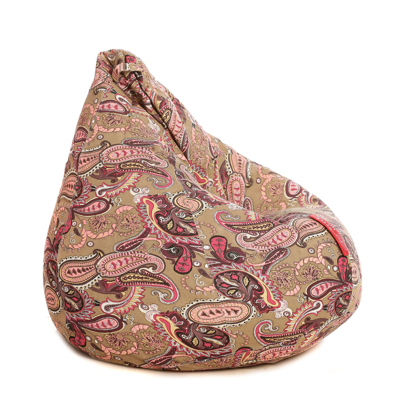 Style Homez Classic Cotton Canvas Paisley Printed Bean Bag XXL Size With Fillers