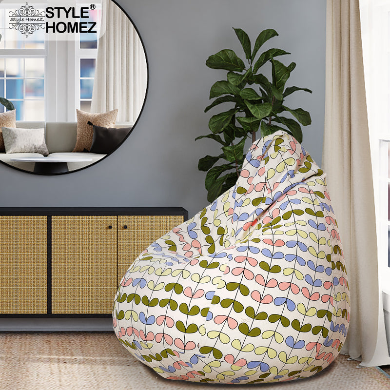 Style Homez Classic Cotton Canvas Abstract Printed Bean Bag XXL Size With Fillers