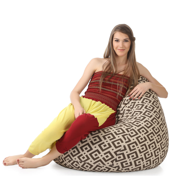 Style Homez Classic Cotton Canvas Geometric Printed Bean Bag XXXL Size Cover Only