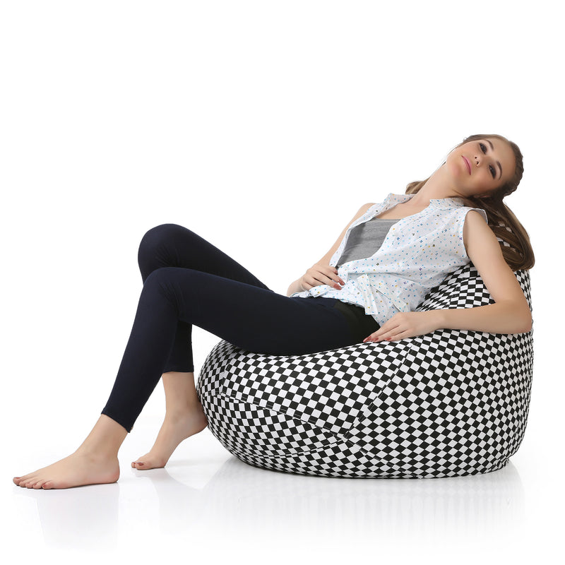 Style Homez Classic Cotton Canvas Checkered Printed Bean Bag XXXL Size Cover Only