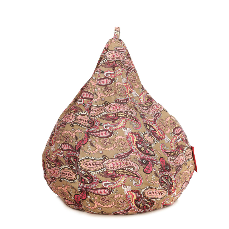 Style Homez Classic Cotton Canvas Paisley Printed Bean Bag XXXL Size with Bean Refill Fillers