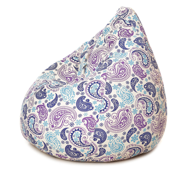 Style Homez Classic Cotton Canvas Paisley Printed Bean BagXXXL Size with Bean Refill Fillers